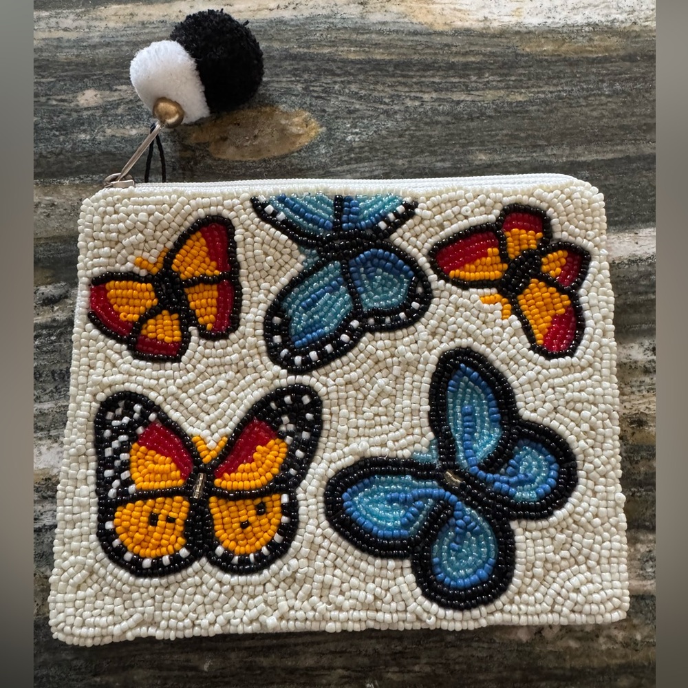 Pizzaz Beaded Coin Purse Butterfly Medley NWT